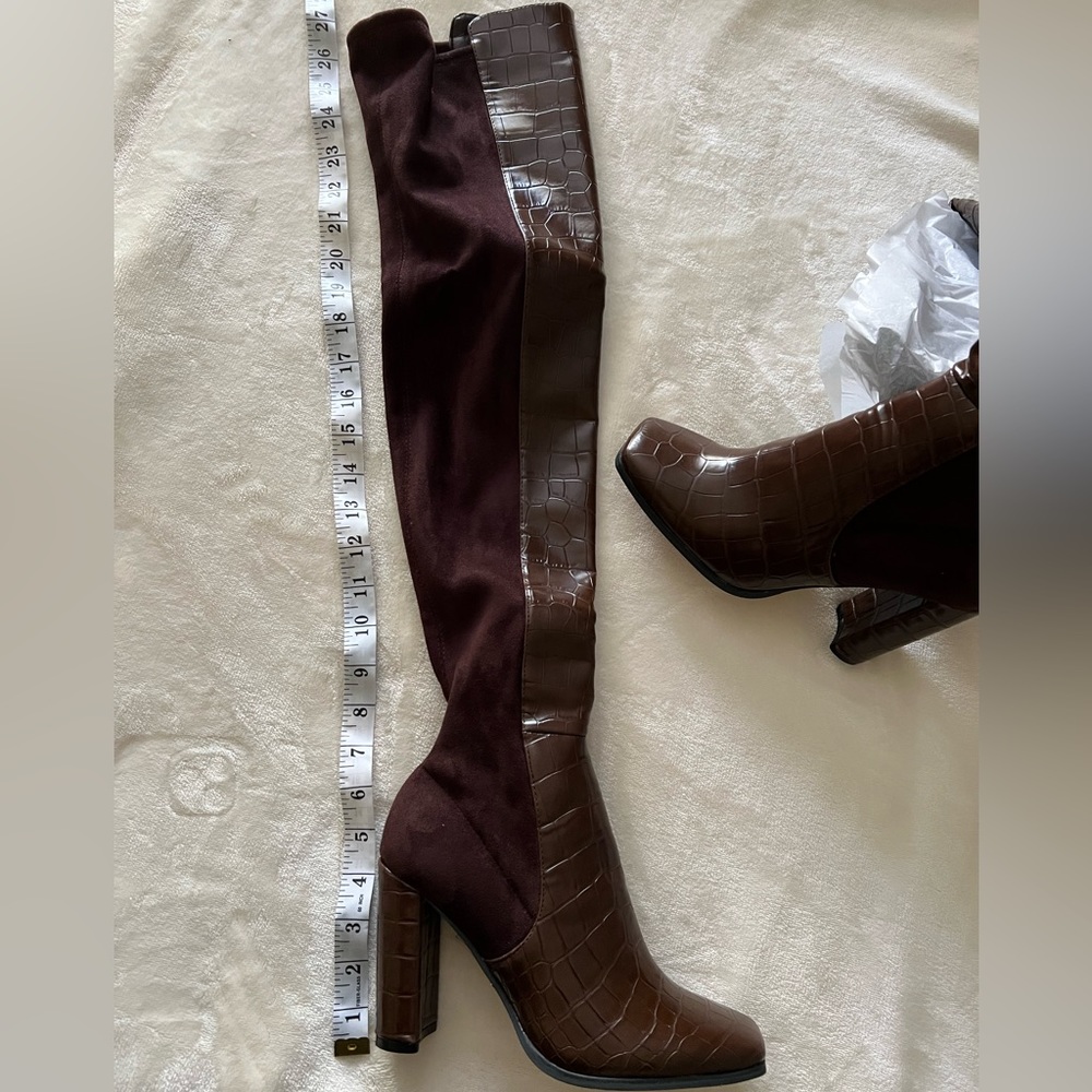 NWT Brown Aldo faux leather/faux suede over the knee boots